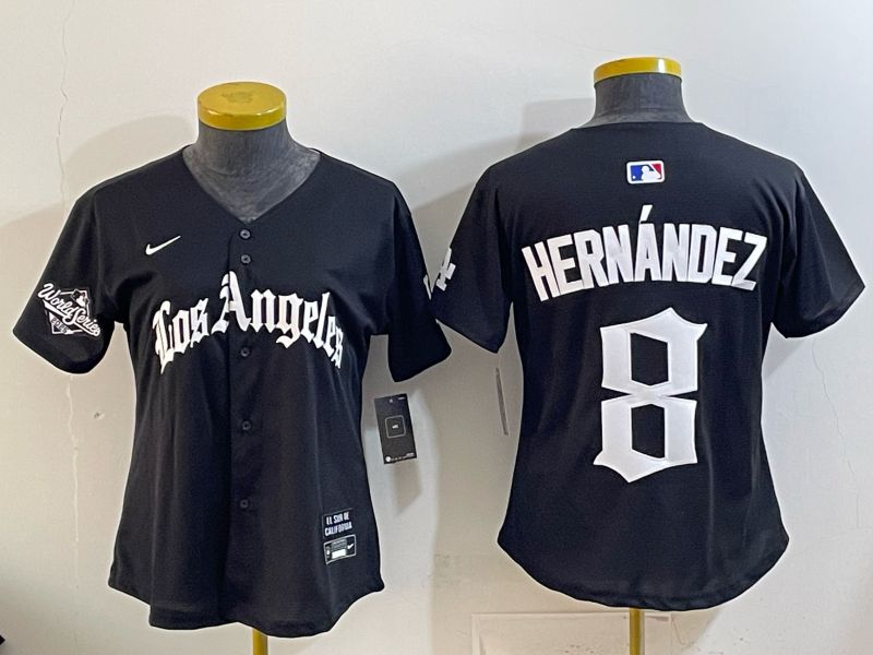 Women Los Angeles Dodgers #8 Hernandez Black 5th Jointly Name 2026 Nike MLB Jersey style 06